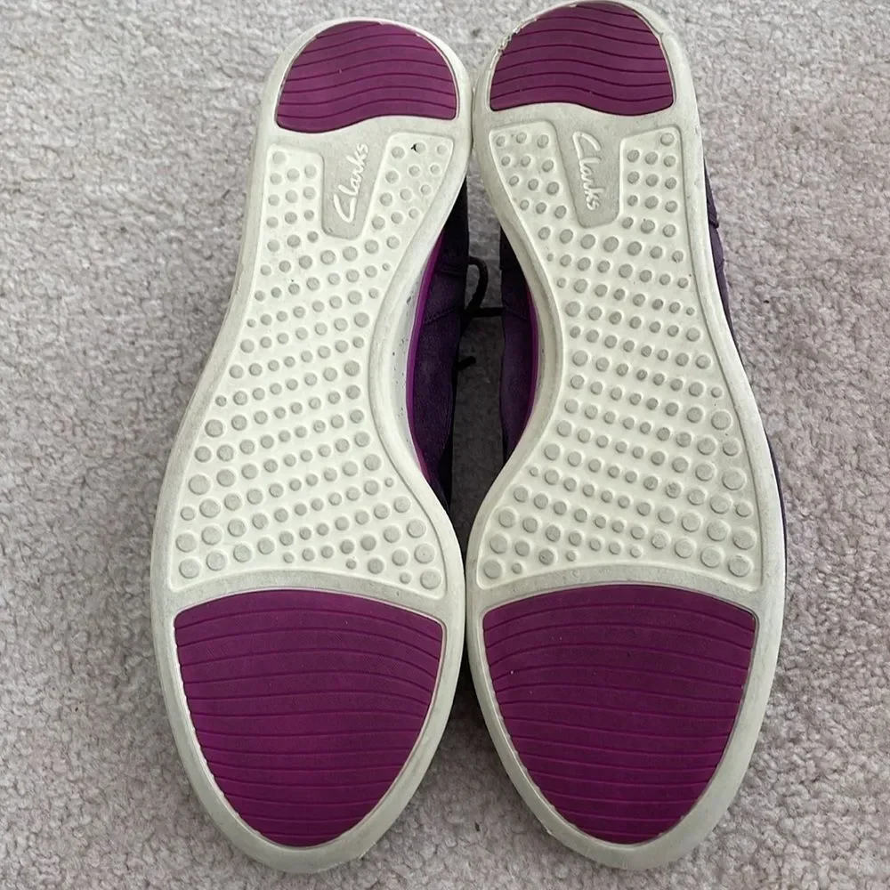 Clarks Sportswear Purple Leather Suede Brogue Sneakers - Women's Size 9.5